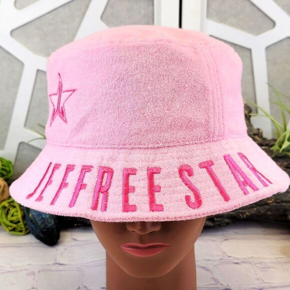 NWOT Jeffree Star Logo Pink Terry Cloth Bucket Hat - Picture 1 of 10